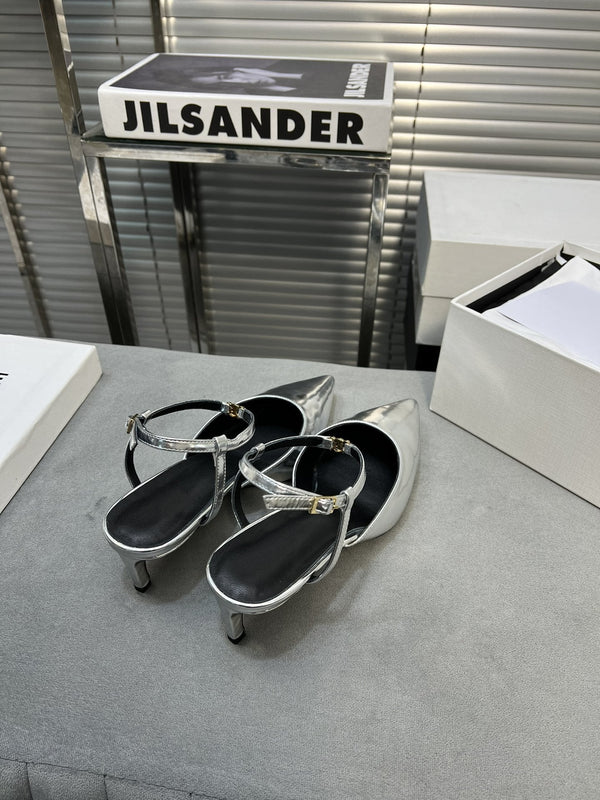 cl kitten 50 pelle di vitello metallizzata argento