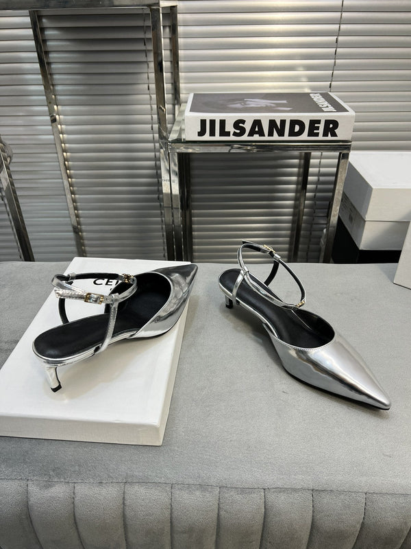 cl kitten 50 pelle di vitello metallizzata argento