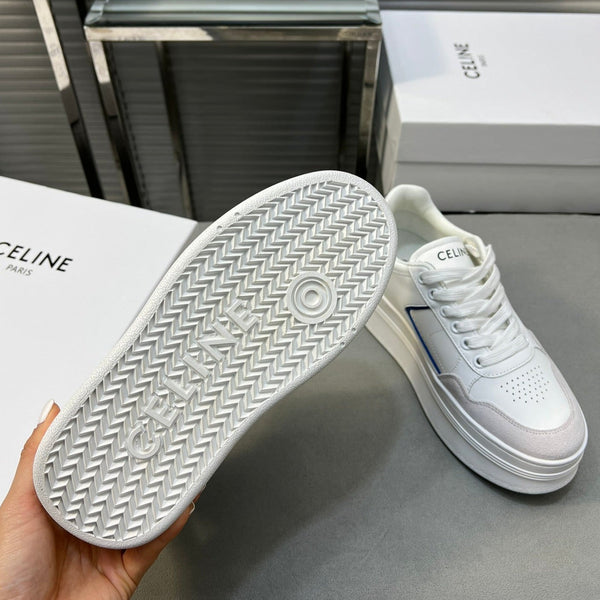 BLOCK SNEAKERS WITH WEDGE OUTSOLE IN CALFSKIN OPTIC WHITE/BLUE/RED/SILVER