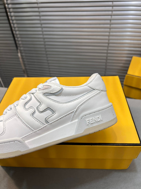 FENDI MATCH LOW TOPS IN WHITE CALFSKIN AND MESH