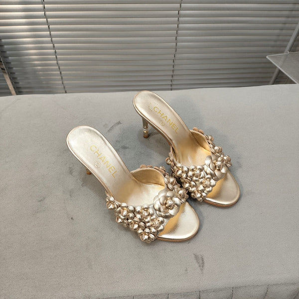 sandalo mulo 80 oro metallizzato vitello fiore