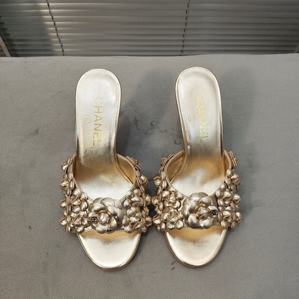 sandalo mulo 80 oro metallizzato vitello fiore