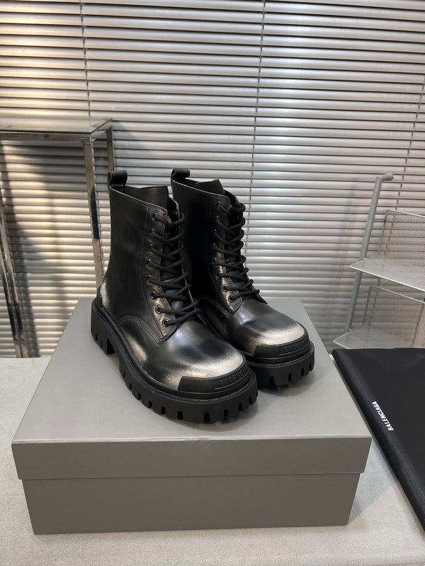 CHUNKY BOOTS IN BLACK MIX WHITE SMOOTH CALFSKIN