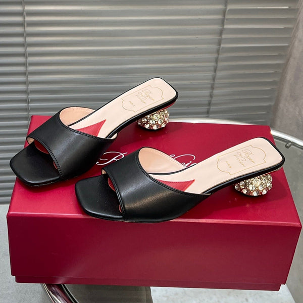 Viv Diamond Sole Mules Black Cowhide 267689