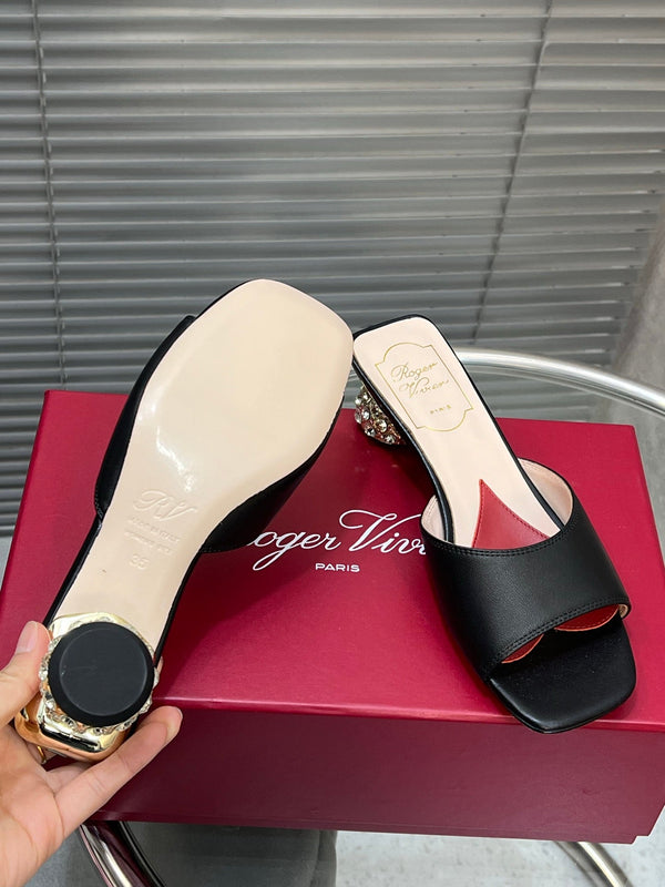 Viv Diamond Sole Mules Black Cowhide 267689