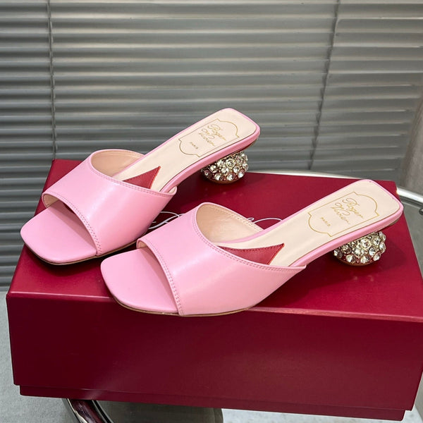 Viv Diamond Sole Mules Pink Cowhide 267690