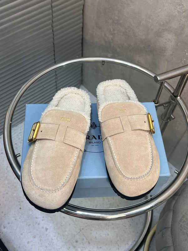 Prad 26s Mules Desert Beige Suede Shearing 952904
