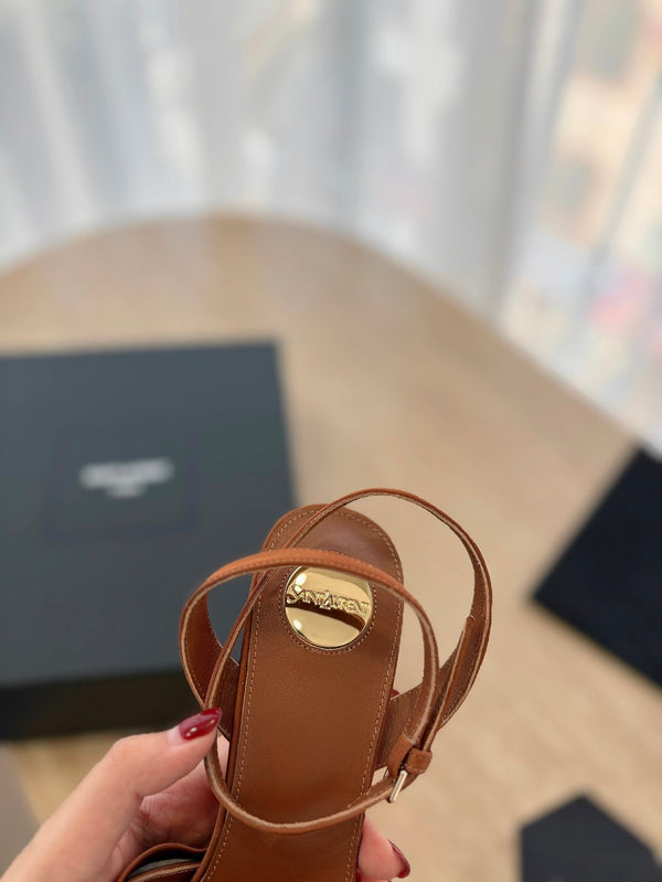 LOLA SANDAL 10 CM IN BRONZE BROWN VISCOSE AND SILK