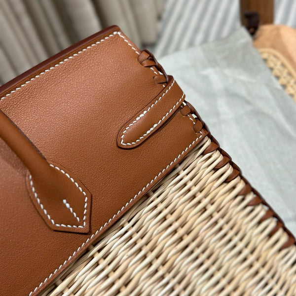 HM BIRKIN 25 CM PICNIC GOLD BAMBOO AND RATTAN