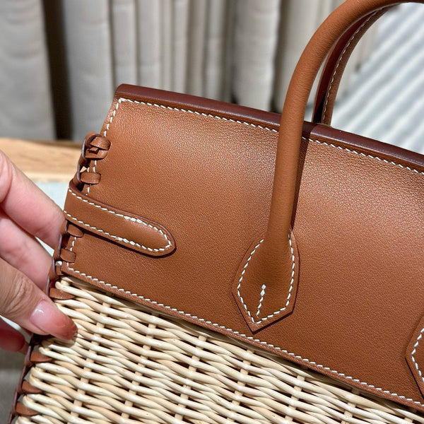 HM BIRKIN 25 CM PICNIC GOLD BAMBOO AND RATTAN