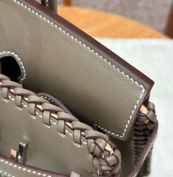 HM BIRKIN 25 CM PICNIC OLIVE BAMBOO AND RATTAN