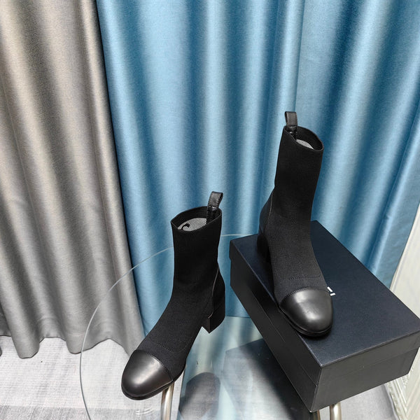 CC Ankle Boots 45mm Black Wool And Calfskin