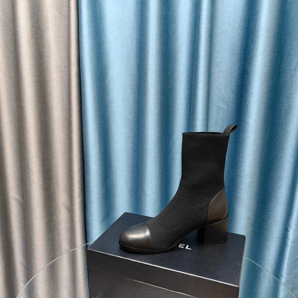 CC Ankle Boots 45mm Black Wool And Calfskin
