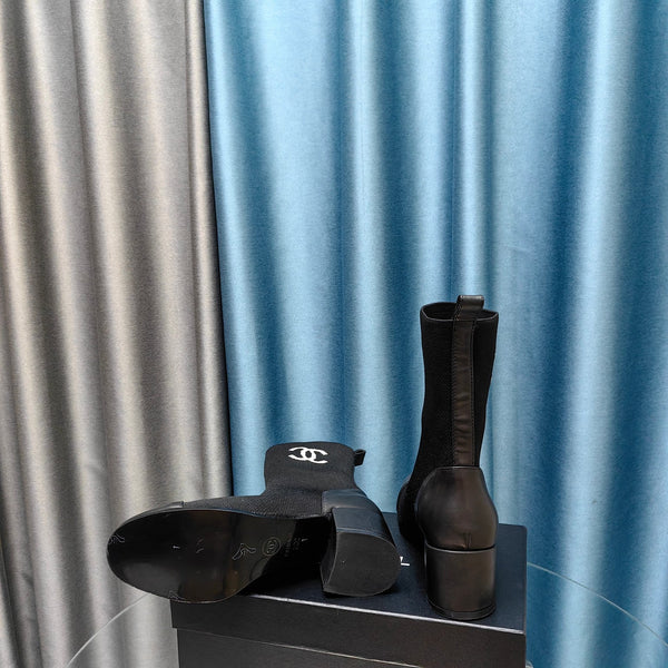 CC Ankle Boots 45mm Black Wool And Calfskin