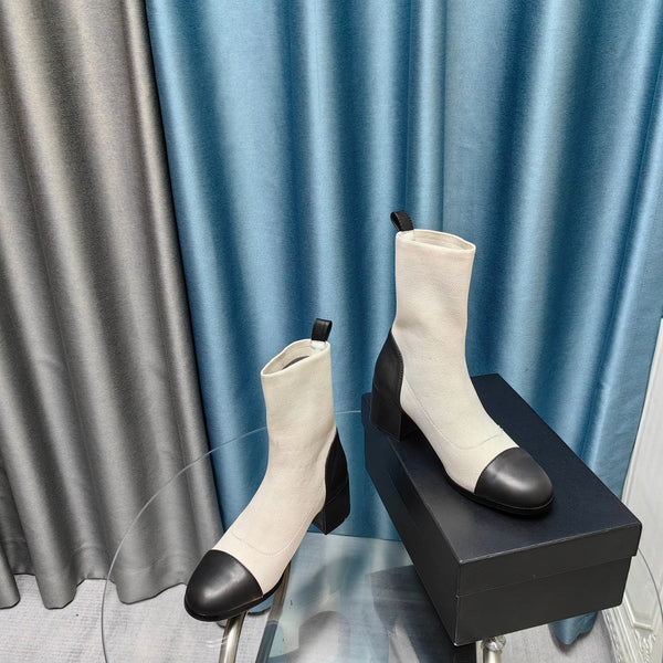 CC Ankle Boots 45mm White Wool And Calfskin