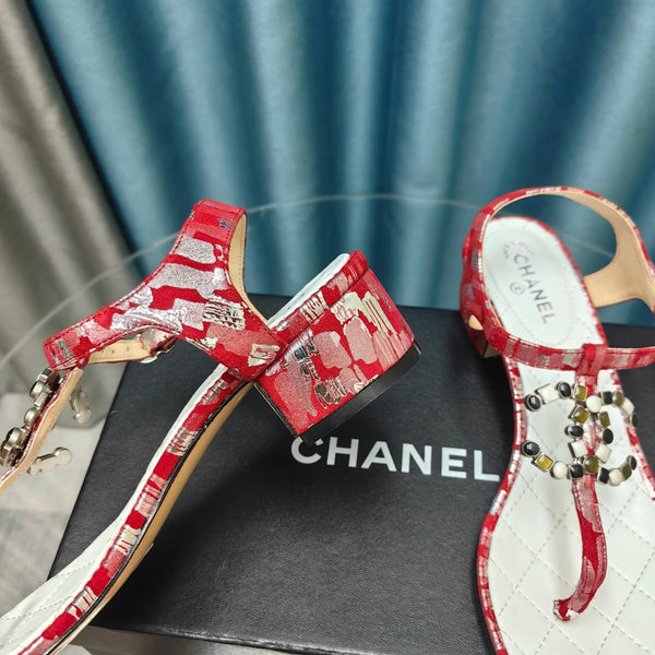 sandalo infradito cc 40 pelle di vitello rossa bianca