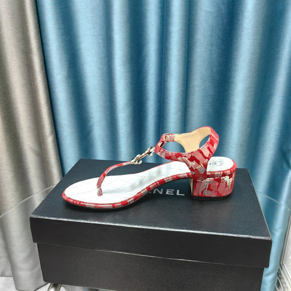 sandalo infradito cc 40 pelle di vitello rossa bianca