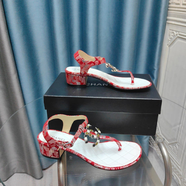 sandalo infradito cc 40 pelle di vitello rossa bianca