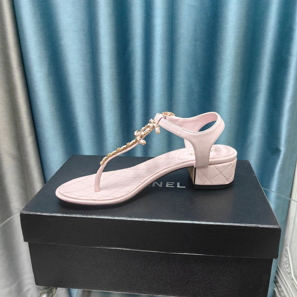 sandalo infradito cc 40 in pelle di vitello rosa