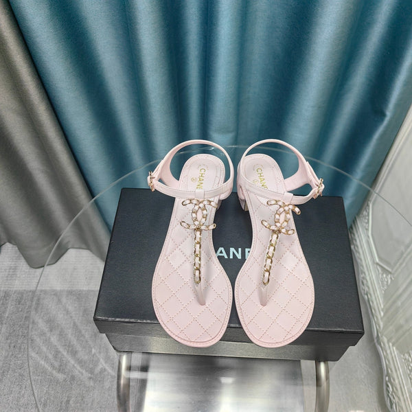 sandalo infradito cc 40 in pelle di vitello rosa