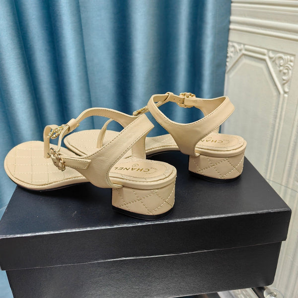 sandalo infradito cc 40 in pelle di vitello beige