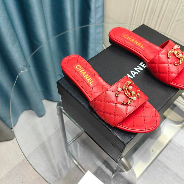 sandalo mulo trapuntato in pelle di vitello rossa mop