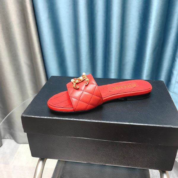 sandalo mulo trapuntato in pelle di vitello rossa mop