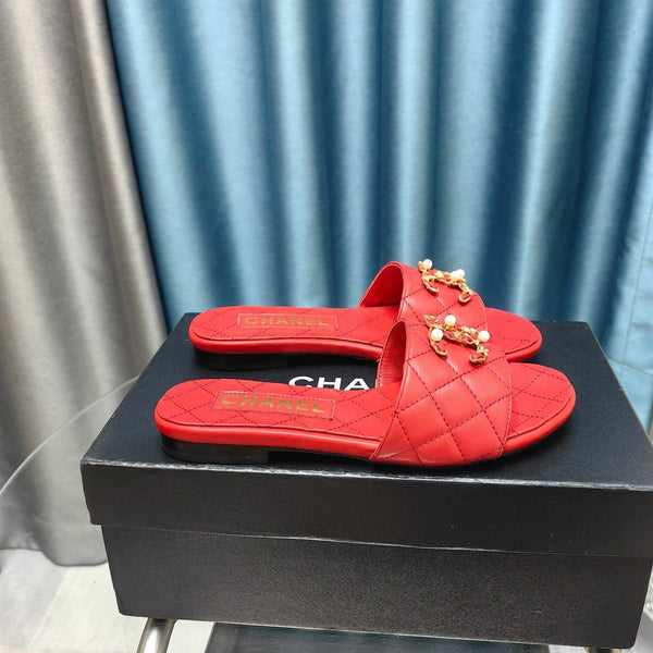 sandalo mulo trapuntato in pelle di vitello rossa mop