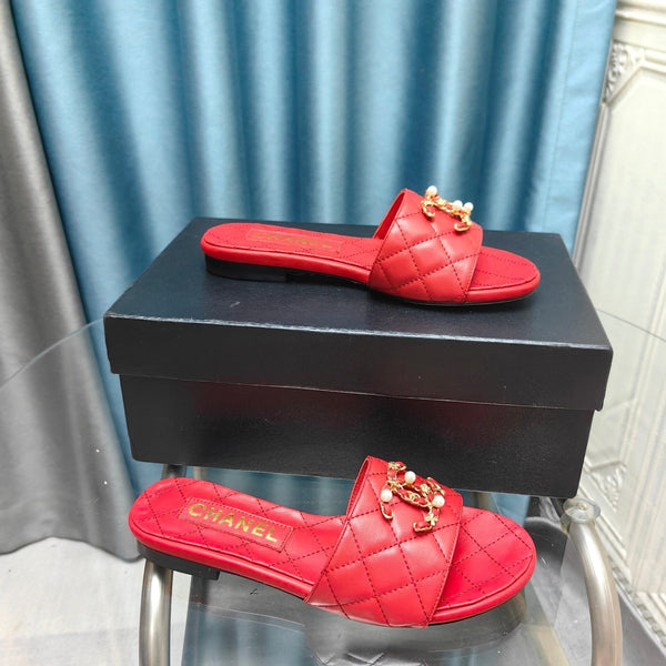 sandalo mulo trapuntato in pelle di vitello rossa mop