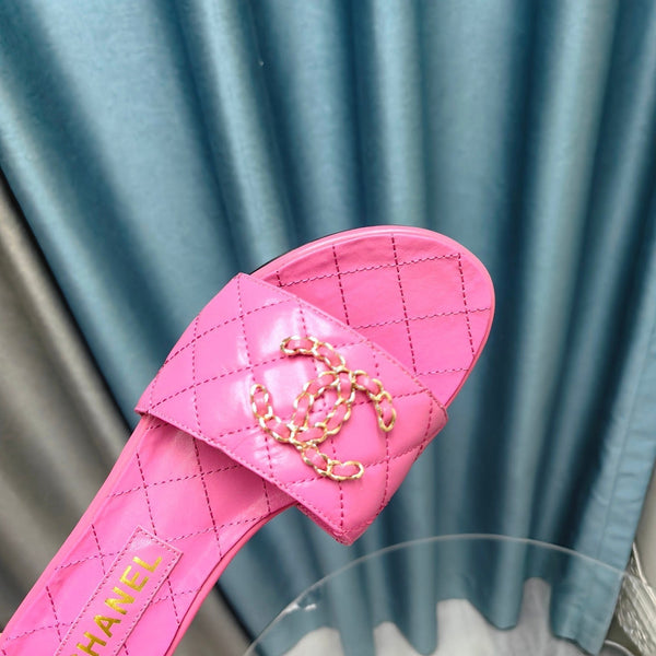 sandalo mulo trapuntato in pelle di vitello rosa scuro