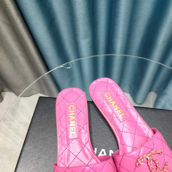 sandalo mulo trapuntato in pelle di vitello rosa scuro