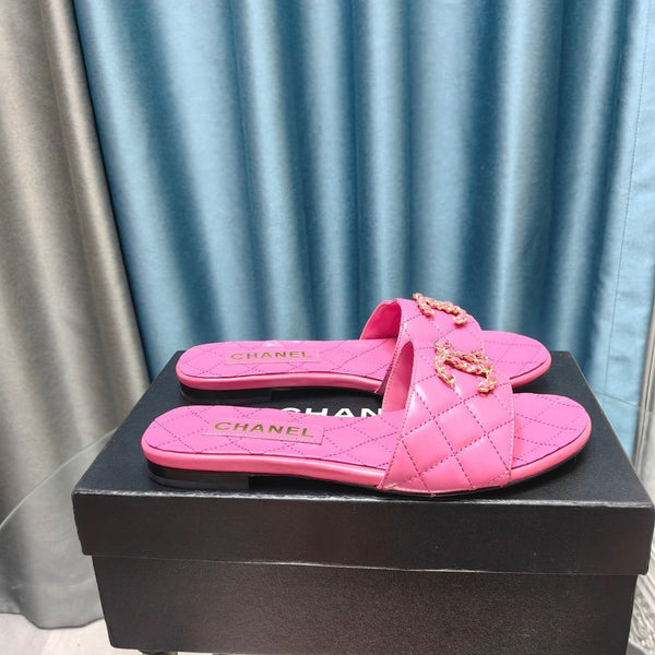 sandalo mulo trapuntato in pelle di vitello rosa scuro