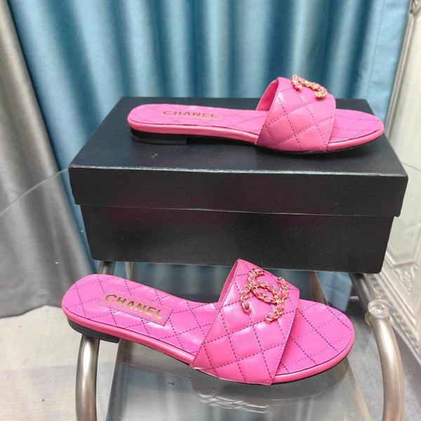 sandalo mulo trapuntato in pelle di vitello rosa scuro