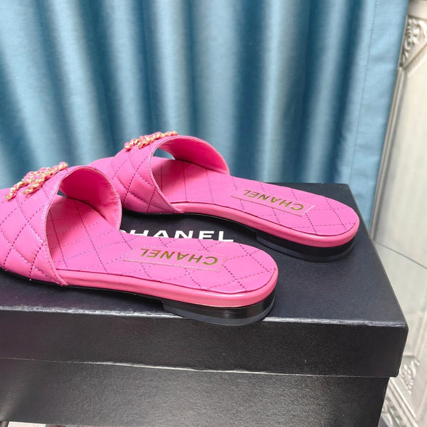 sandalo mulo trapuntato in pelle di vitello rosa scuro