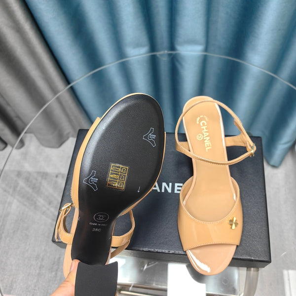 sandalo slingback cc 85 in pelle di vitello verniciata beige