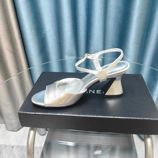 cc slingbacks sandal 85 silver metalic calfskin