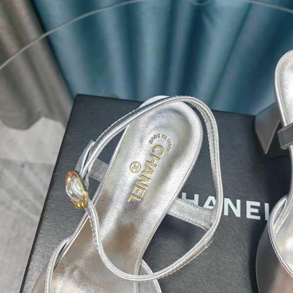 cc slingbacks sandal 85 silver metalic calfskin