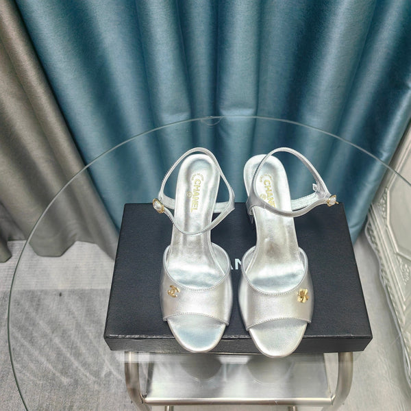 cc slingbacks sandal 85 silver metalic calfskin