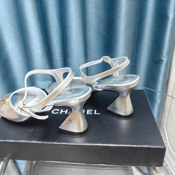 cc slingbacks sandal 85 silver metalic calfskin