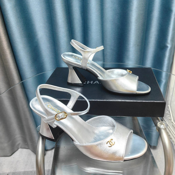 cc slingbacks sandal 85 silver metalic calfskin