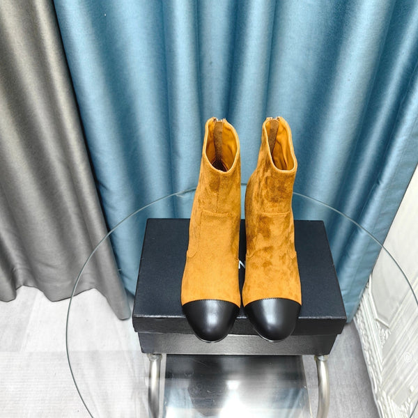 CC Ankle Boots 70mm Yellow Orange Suede