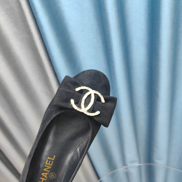 CC Mary Jane Black Bow Suede And Lambskin