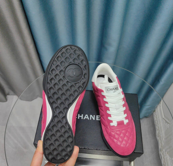 CC Sneaker Dark Pink Quilted Cowhide And Suede