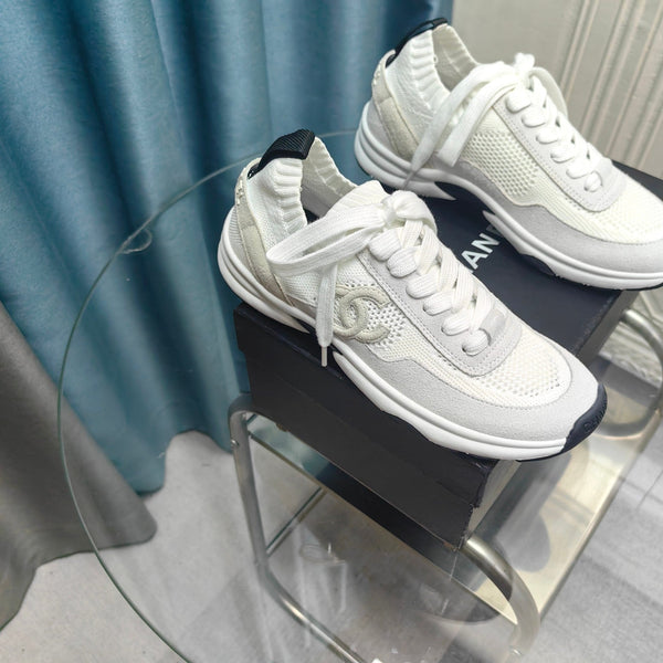 CC Sneaker White Grey Suede And Polyester Mesh Fabric