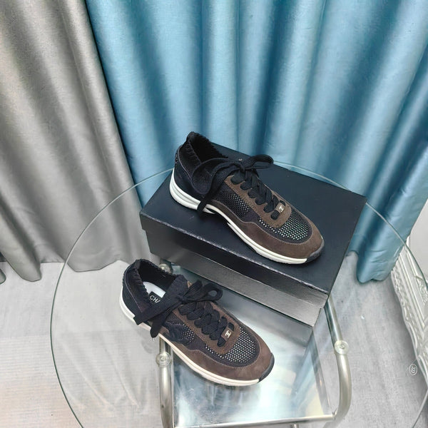 CC Sneaker Marrone Nero Pelle Scamosciata e Tessuto a Rete in Poliestere