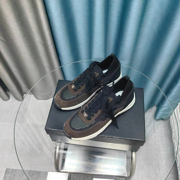 CC Sneaker Marrone Nero Pelle Scamosciata e Tessuto a Rete in Poliestere