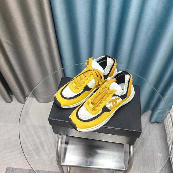 CC Sneaker Yellow White Suede And Polyester Mesh Fabric