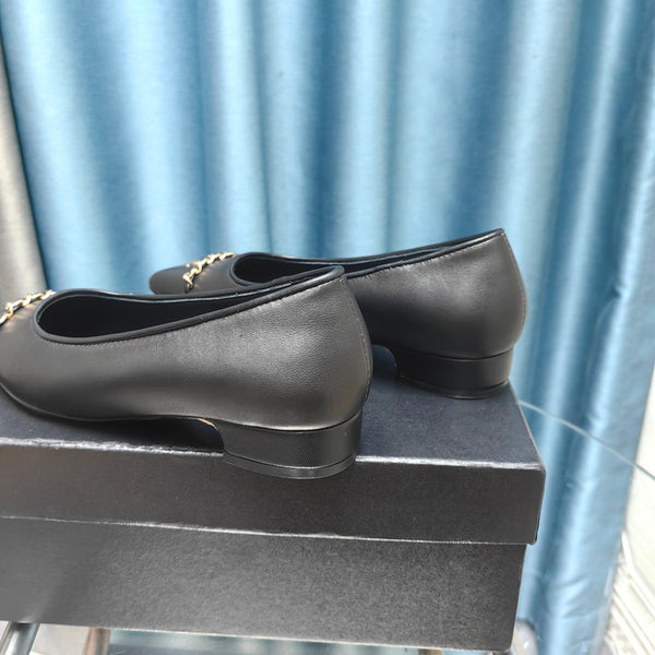 CC Ballet Flats Black Chain Lambskin