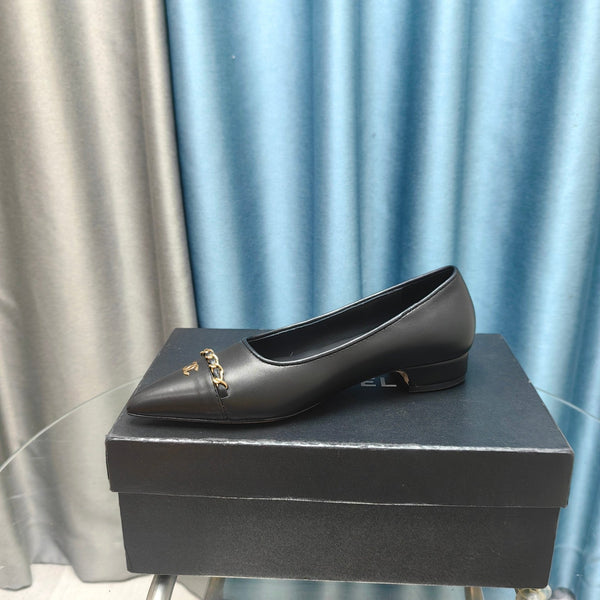 CC Ballet Flats Black Chain Lambskin