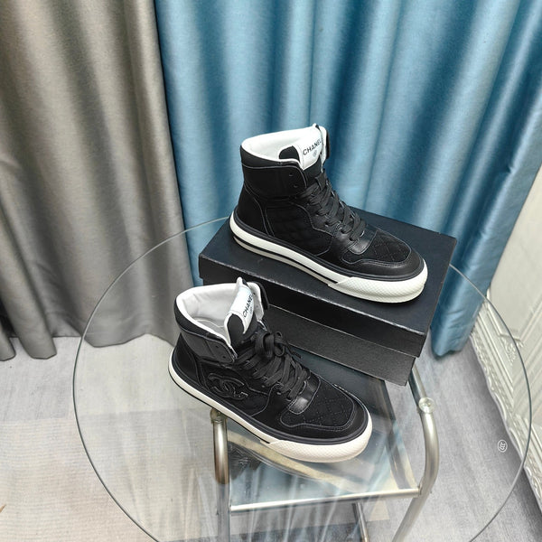 CC High Top Sneaker Black Calfskin